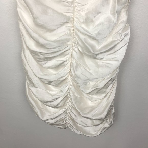 The Sei Strappy Ruched Silk Sleeveless Cocktail Mini Dress Ivory White 2 - Picture 9 of 12